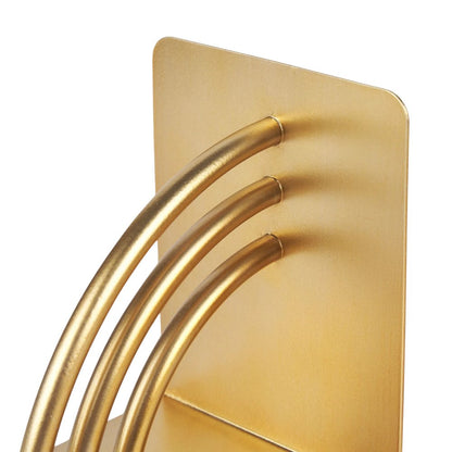 Set of Two Gold Metal Geo Arch Decorative Bookends HomeRoots