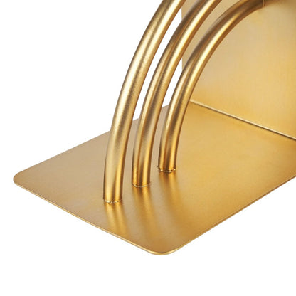 Set of Two Gold Metal Geo Arch Decorative Bookends HomeRoots