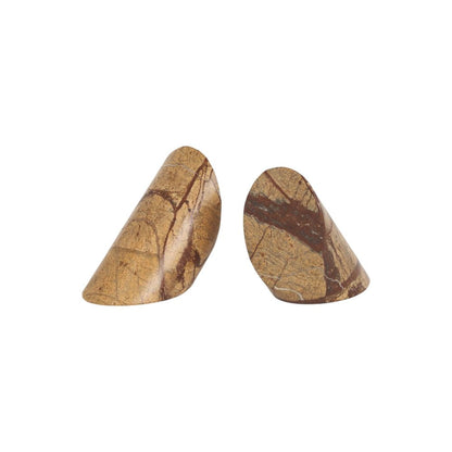 Set of Two Brown Marble Geometric Decorative Bookends HomeRoots