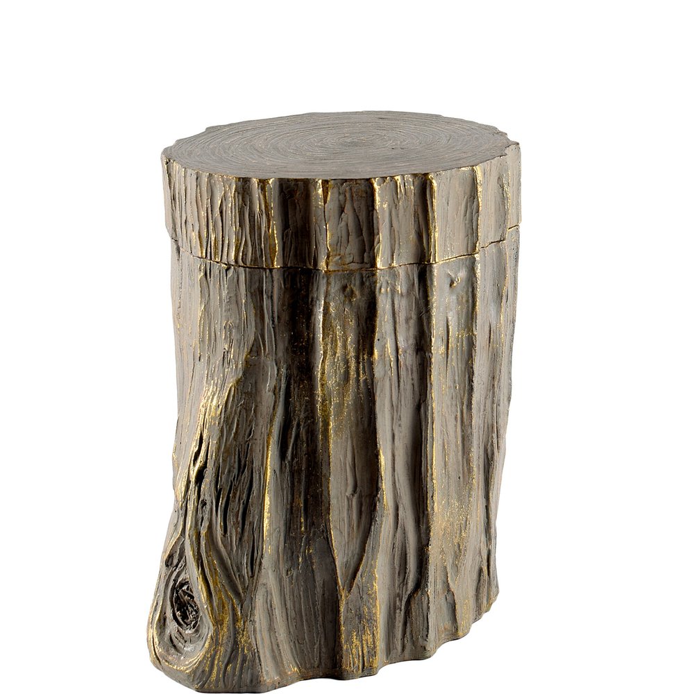 7" Brown And Gold Resin Modern Abstract Tree Stump Decorative Box HomeRoots