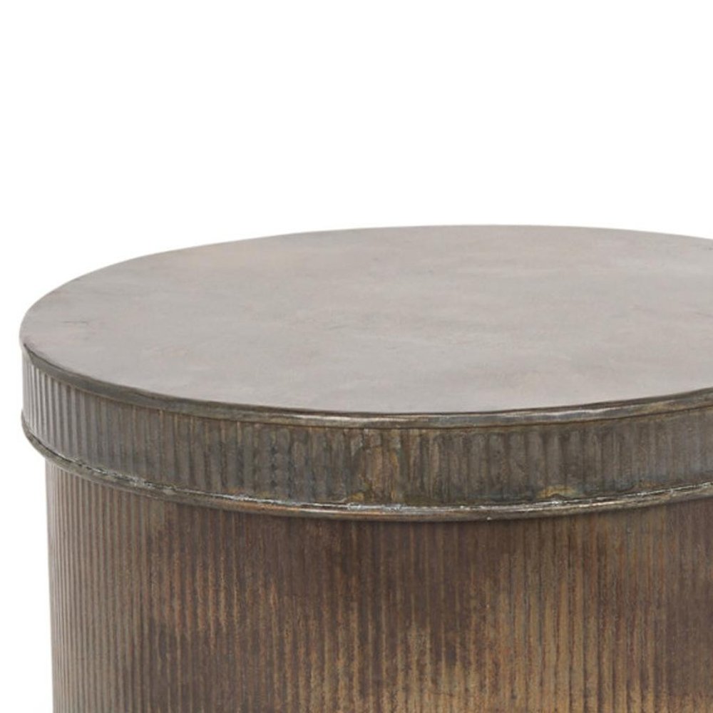 Set of Two Antiqued Gold Metal Decorative Boxes HomeRoots