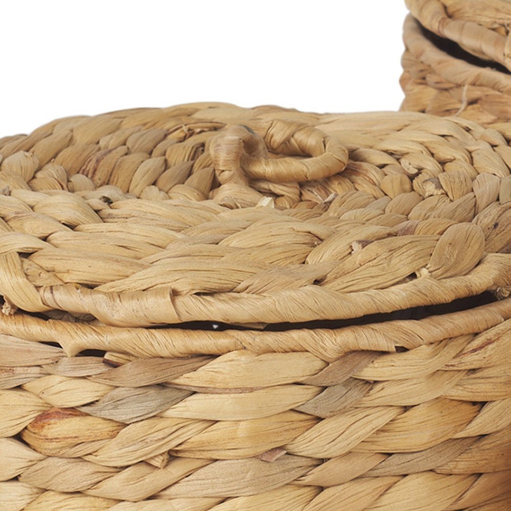 Set of Three Brown Fabric Decorative Box Tabletop Sculpture HomeRoots