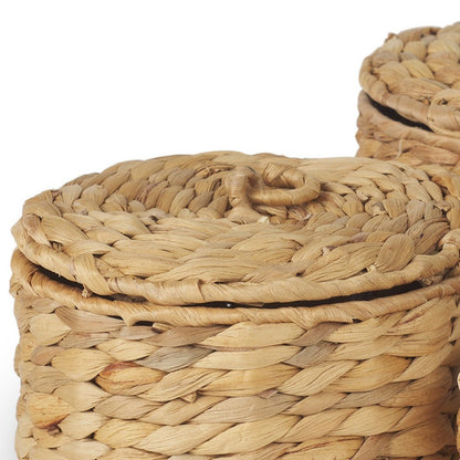 Set of Three Brown Fabric Decorative Box Tabletop Sculpture HomeRoots