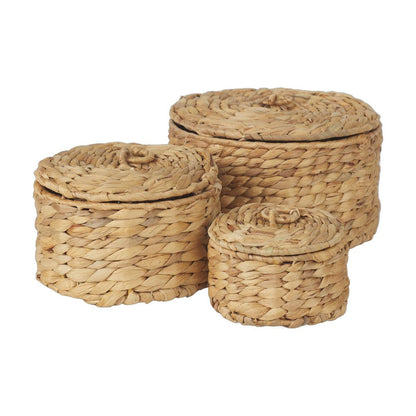 Set of Three Brown Fabric Decorative Box Tabletop Sculpture HomeRoots