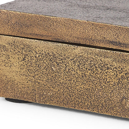 3" Gold Metal Decorative Box Tabletop Sculpture HomeRoots