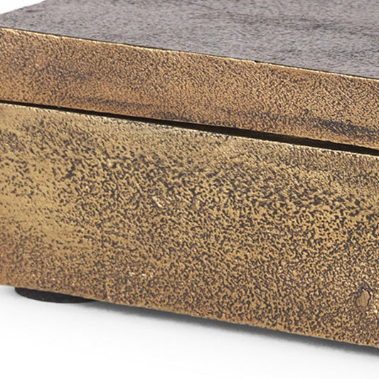 3" Gold Metal Decorative Box Tabletop Sculpture HomeRoots