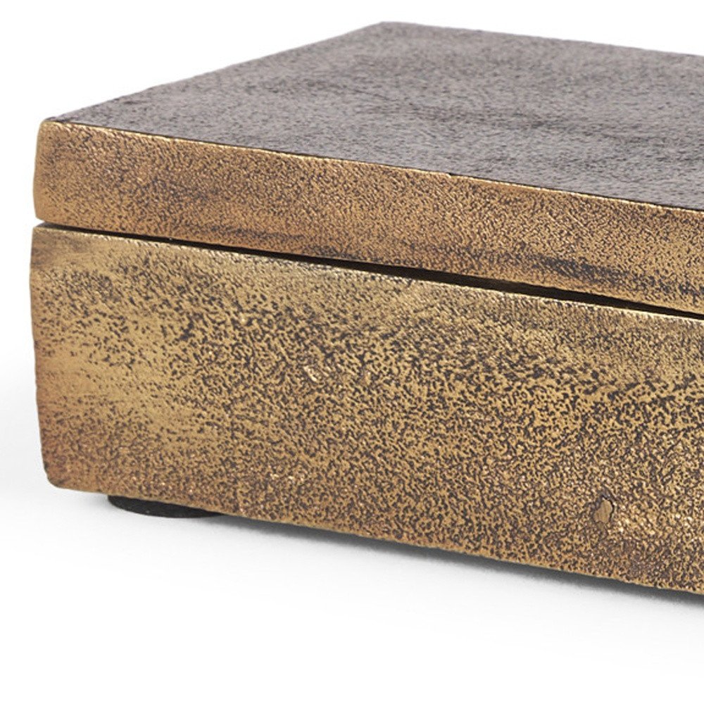 3" Gold Metal Decorative Box Tabletop Sculpture HomeRoots