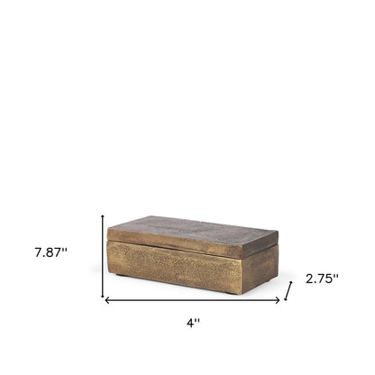 3" Gold Metal Decorative Box Tabletop Sculpture HomeRoots