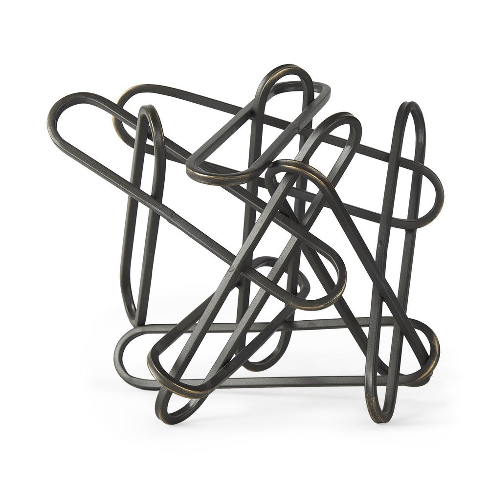 12" Black Metal Abstract Tabletop Sculpture HomeRoots