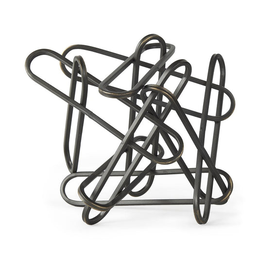 12" Black Metal Abstract Tabletop Sculpture HomeRoots