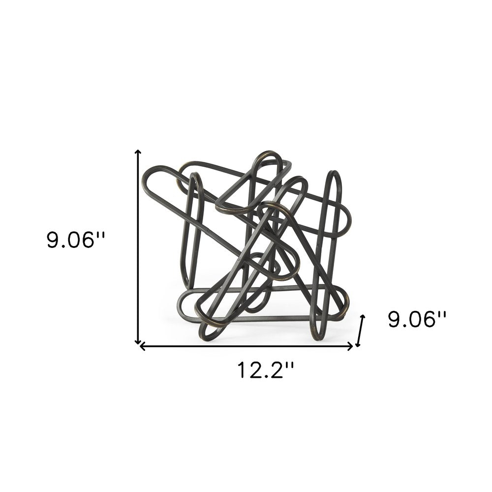 12" Black Metal Abstract Tabletop Sculpture HomeRoots