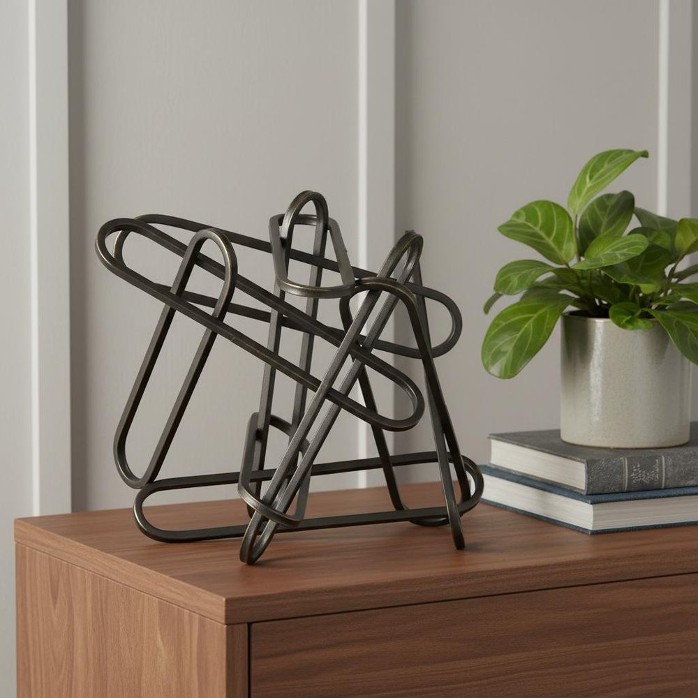 12" Black Metal Abstract Tabletop Sculpture HomeRoots