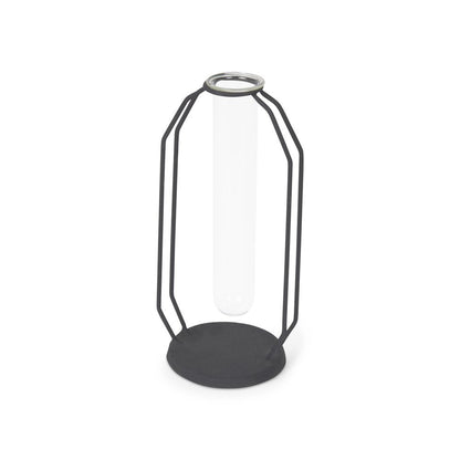 10" Black And Clear Glass And Metal Table Vase HomeRoots