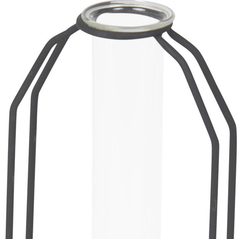 10" Black And Clear Glass And Metal Table Vase HomeRoots