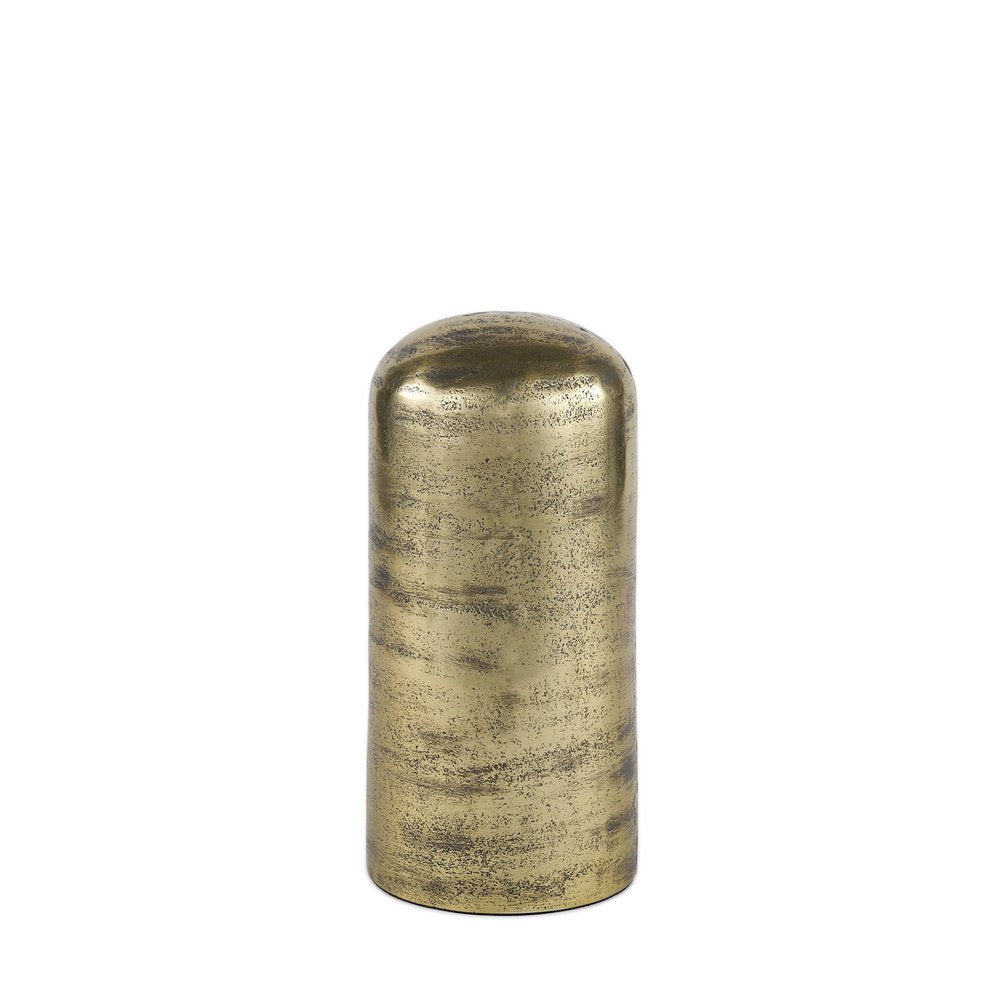 10" Antiqued Brass Cast Aluminum Cylindrical Tabletop Sculpture HomeRoots