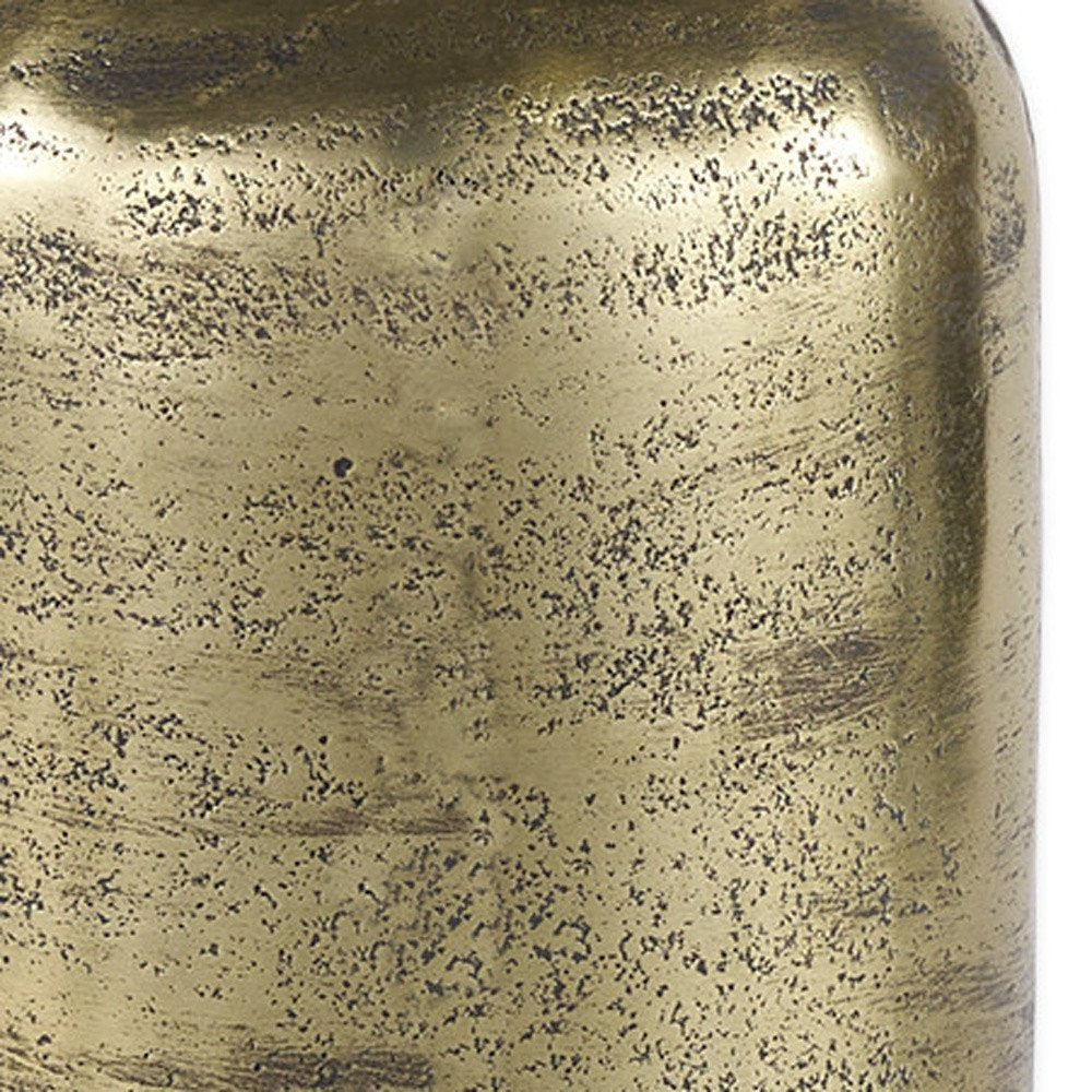 10" Antiqued Brass Cast Aluminum Cylindrical Tabletop Sculpture HomeRoots