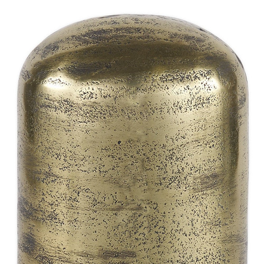 10" Antiqued Brass Cast Aluminum Cylindrical Tabletop Sculpture HomeRoots