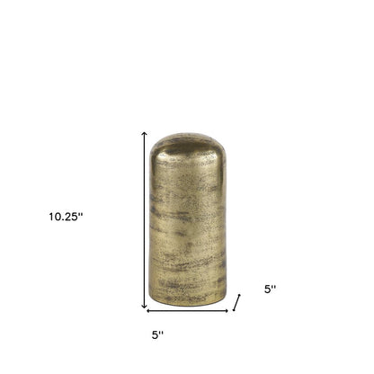 10" Antiqued Brass Cast Aluminum Cylindrical Tabletop Sculpture HomeRoots