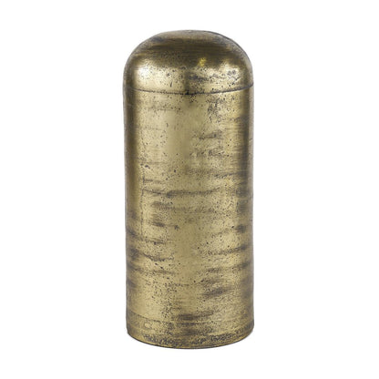 15" Antiqued Brass Cast Aluminum Cylindrical Tabletop Sculpture HomeRoots