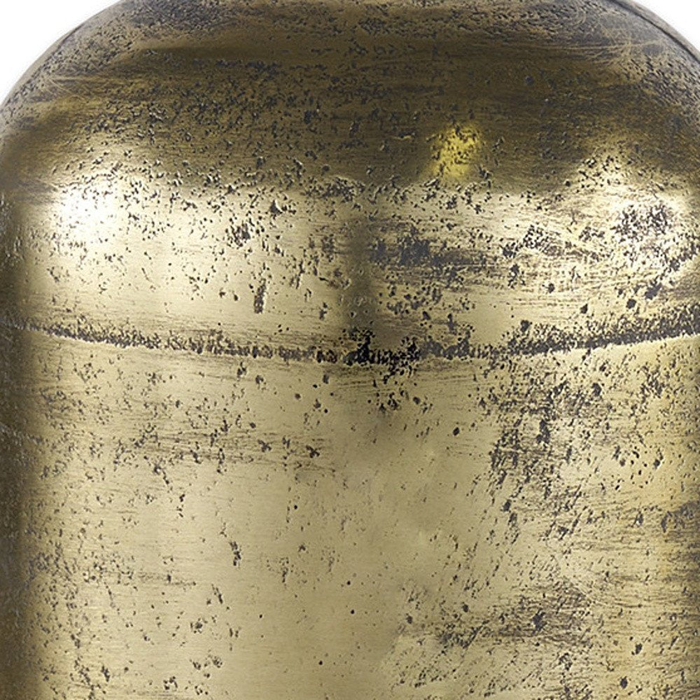 15" Antiqued Brass Cast Aluminum Cylindrical Tabletop Sculpture HomeRoots