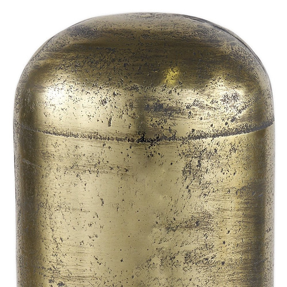 15" Antiqued Brass Cast Aluminum Cylindrical Tabletop Sculpture HomeRoots