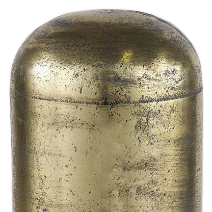 15" Antiqued Brass Cast Aluminum Cylindrical Tabletop Sculpture HomeRoots