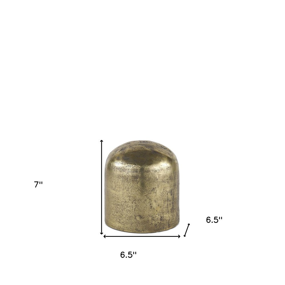 7" Antiqued Brass Cast Aluminum Cylindrical Tabletop Sculpture HomeRoots