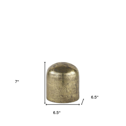 7" Antiqued Brass Cast Aluminum Cylindrical Tabletop Sculpture HomeRoots