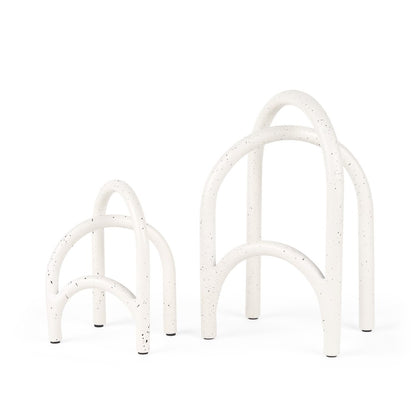 Set of Two White Iron Modern Abstract Tabletop Sculptures HomeRoots