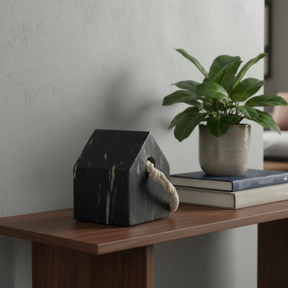 5" Black Marble Tabletop Sculpture HomeRoots