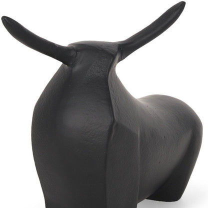 8" Black Aluminum Bull Tabletop Sculpture HomeRoots