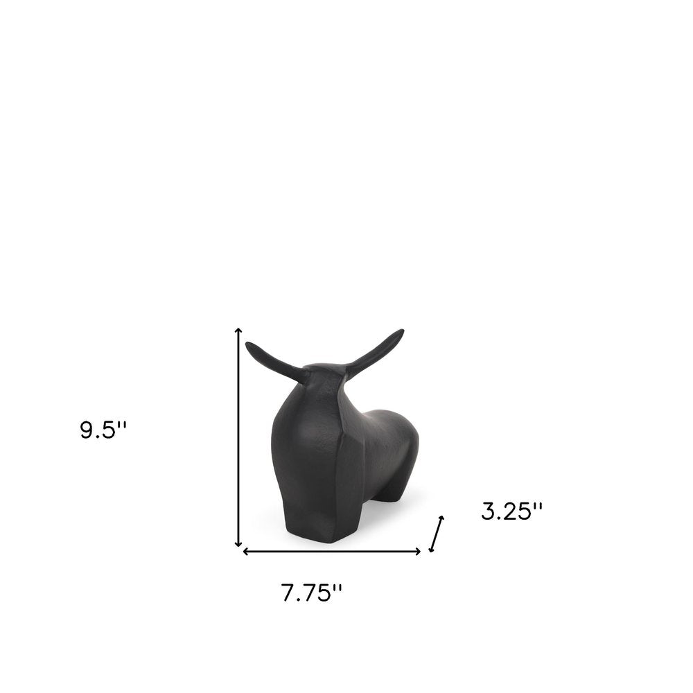 8" Black Aluminum Bull Tabletop Sculpture HomeRoots