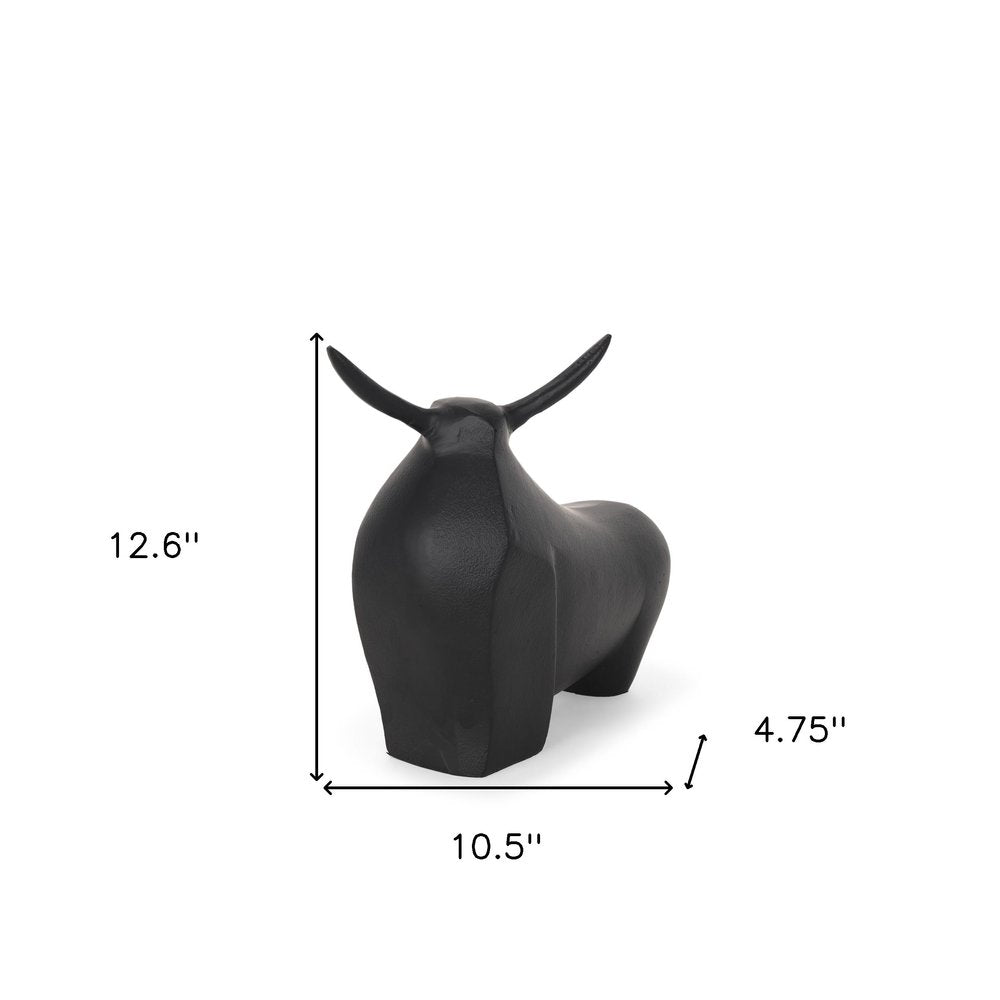 11" Black Aluminum Bull Tabletop Sculpture HomeRoots