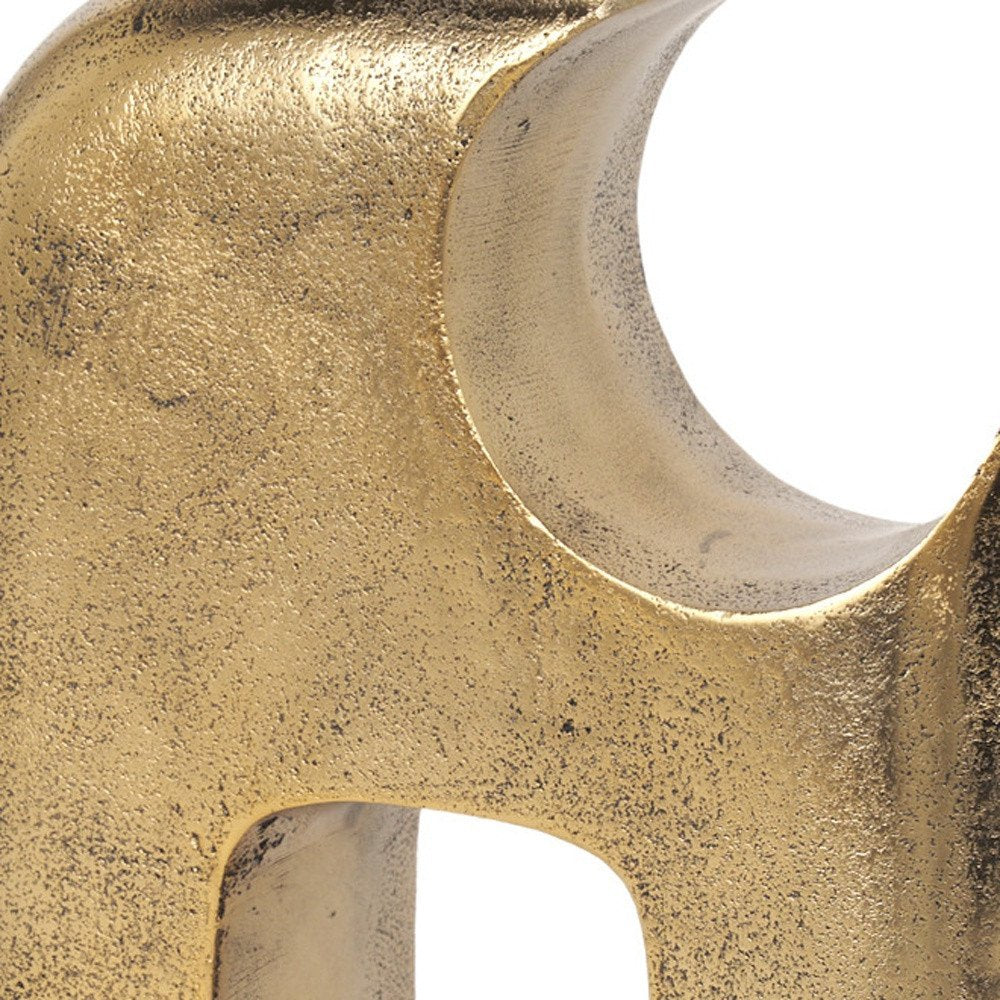 11" Antiqued Brass Aluminum Modern Abstract Tabletop Sculpture HomeRoots