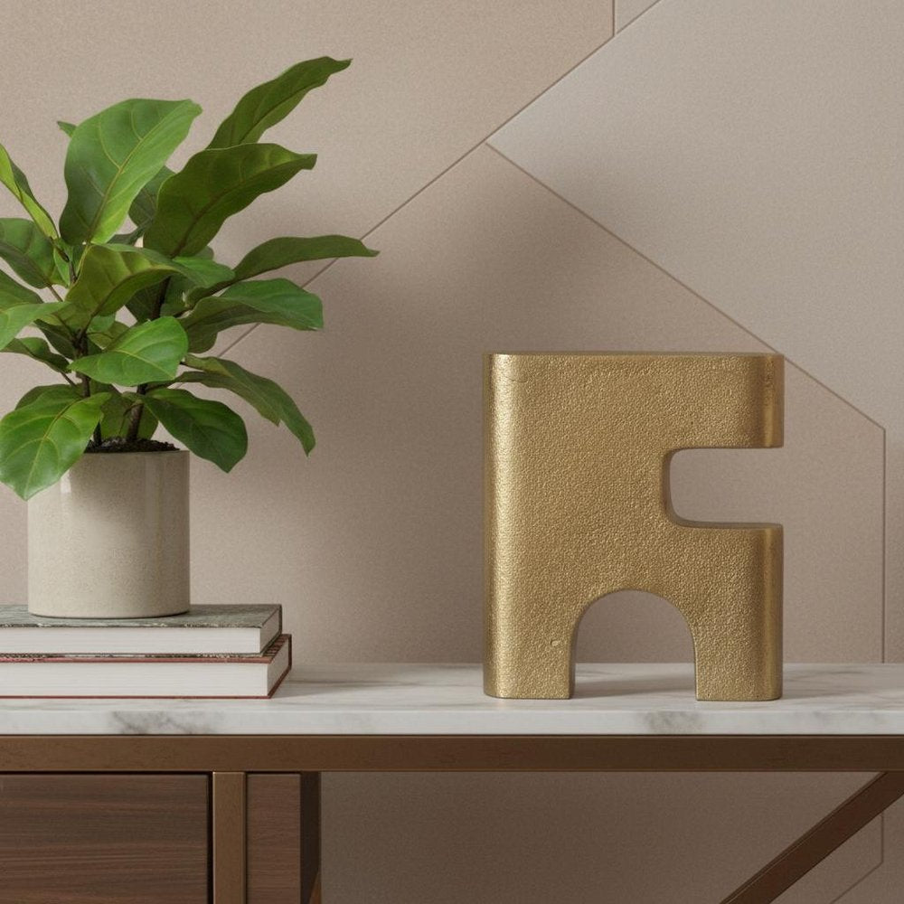 10" Brass Aluminum Tabletop Sculpture HomeRoots