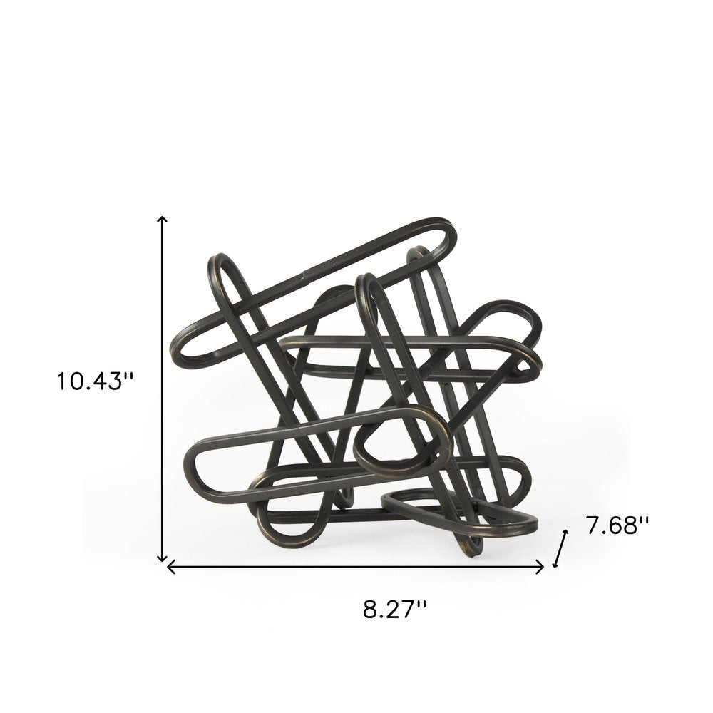 8" Black Metal Abstract Tabletop Sculpture HomeRoots