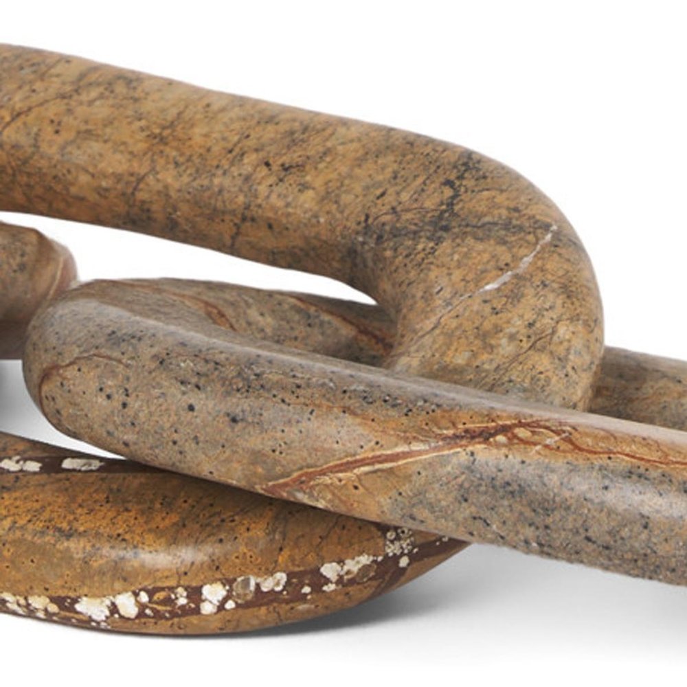 14" Brown Marble Geometric Links Tabletop Sculpture HomeRoots