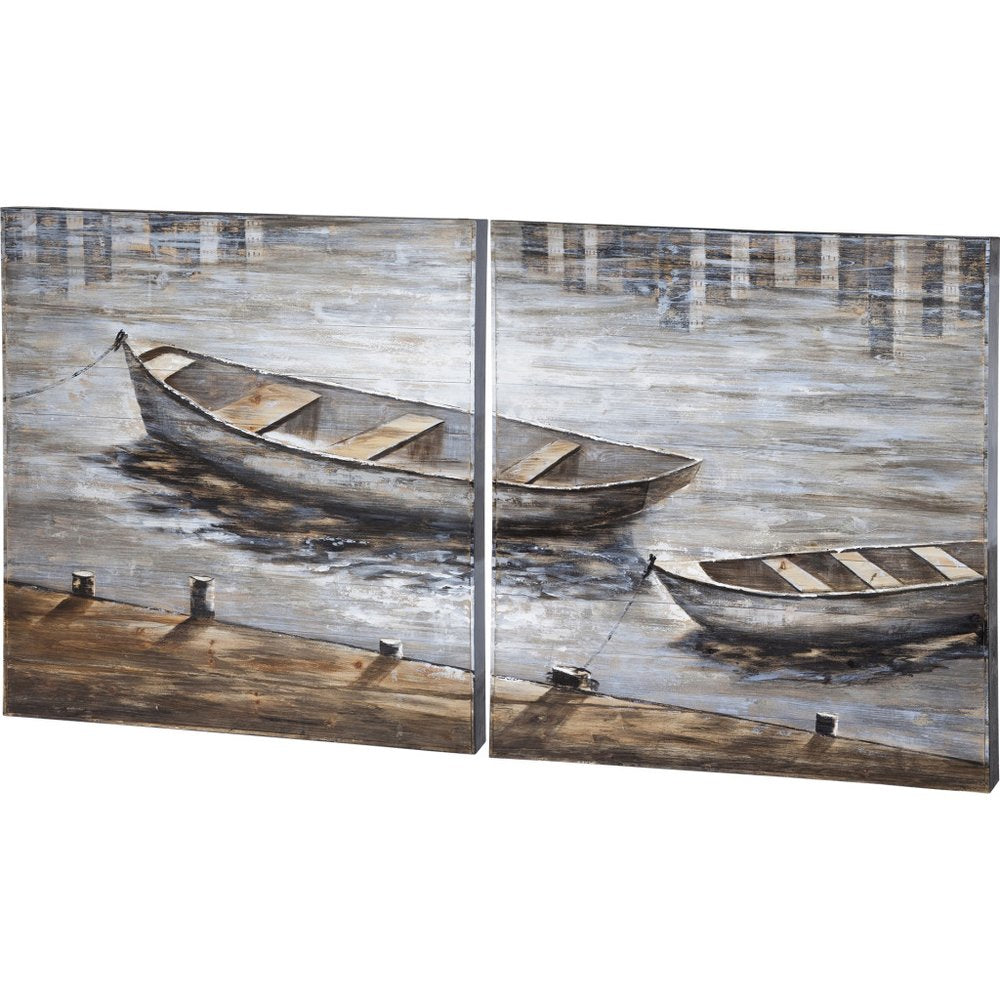 Set Of Two Creekside Diptych Hand Painted Unframed Wall Art HomeRoots
