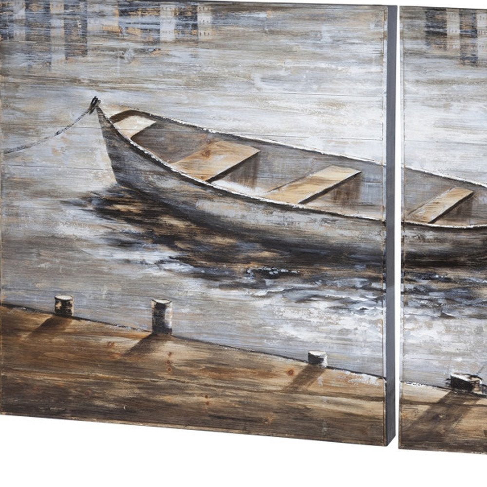 Set Of Two Creekside Diptych Hand Painted Unframed Wall Art HomeRoots