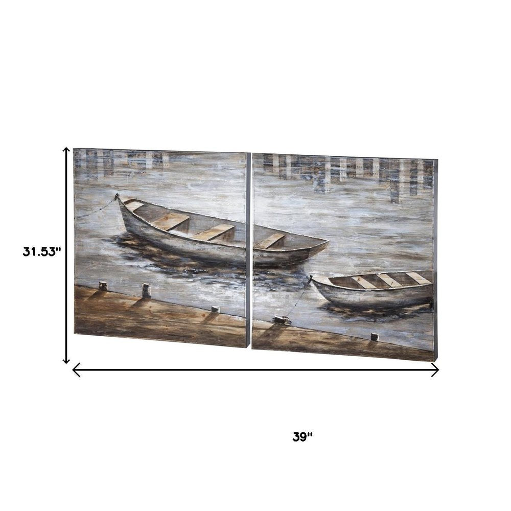 Set Of Two Creekside Diptych Hand Painted Unframed Wall Art — view 5