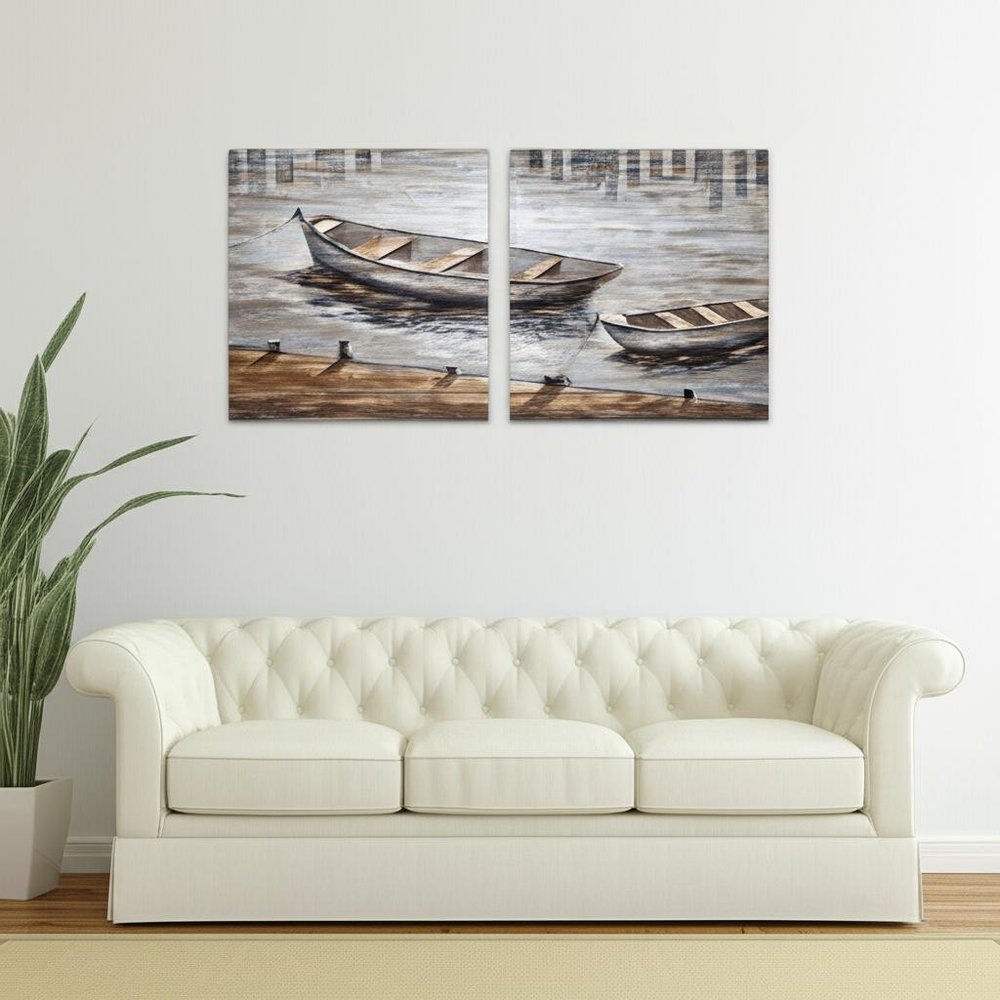 Set Of Two Creekside Diptych Hand Painted Unframed Wall Art — view 4