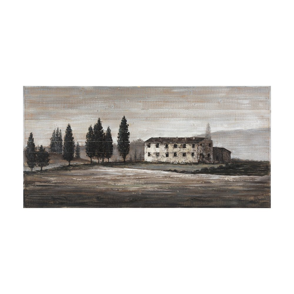 Tuscan Cypress Hand Painted Distressed Unframed Wall Art — view 1