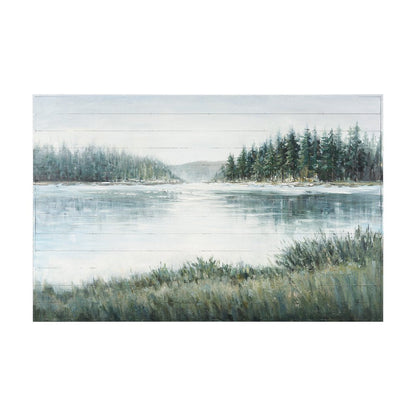 Mere Pond Lake Hand Painted Distressed Unframed Wall Art HomeRoots