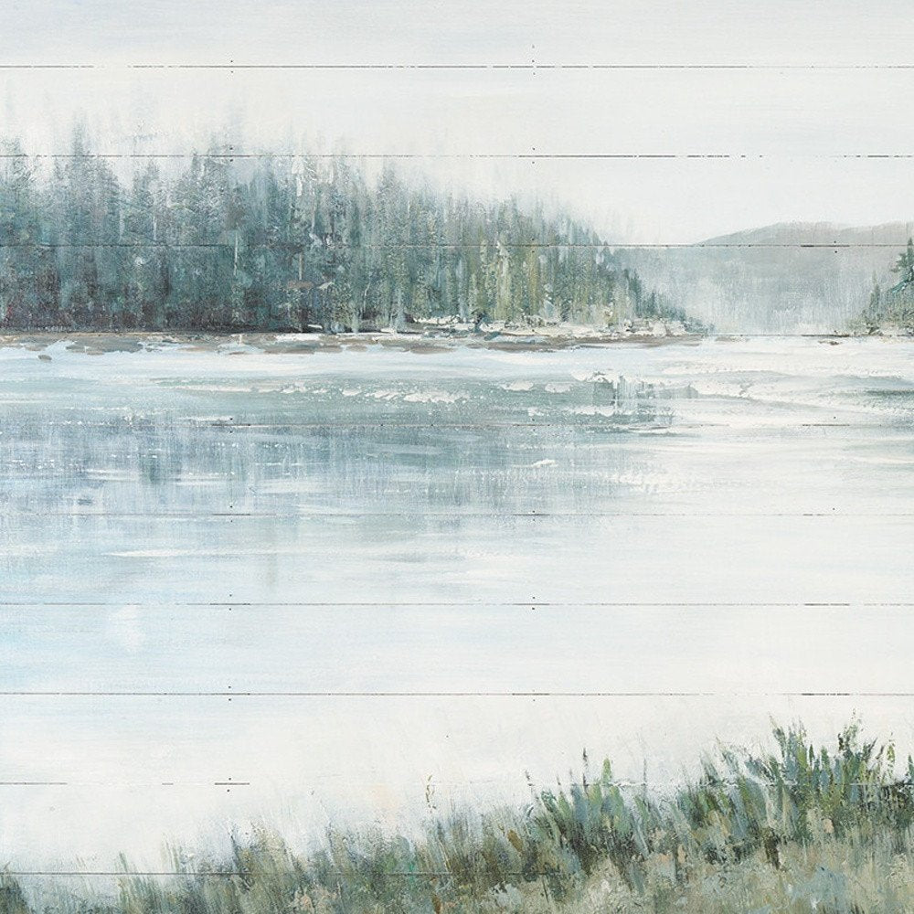 Mere Pond Lake Hand Painted Distressed Unframed Wall Art HomeRoots