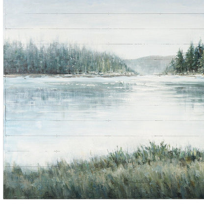 Mere Pond Lake Hand Painted Distressed Unframed Wall Art HomeRoots
