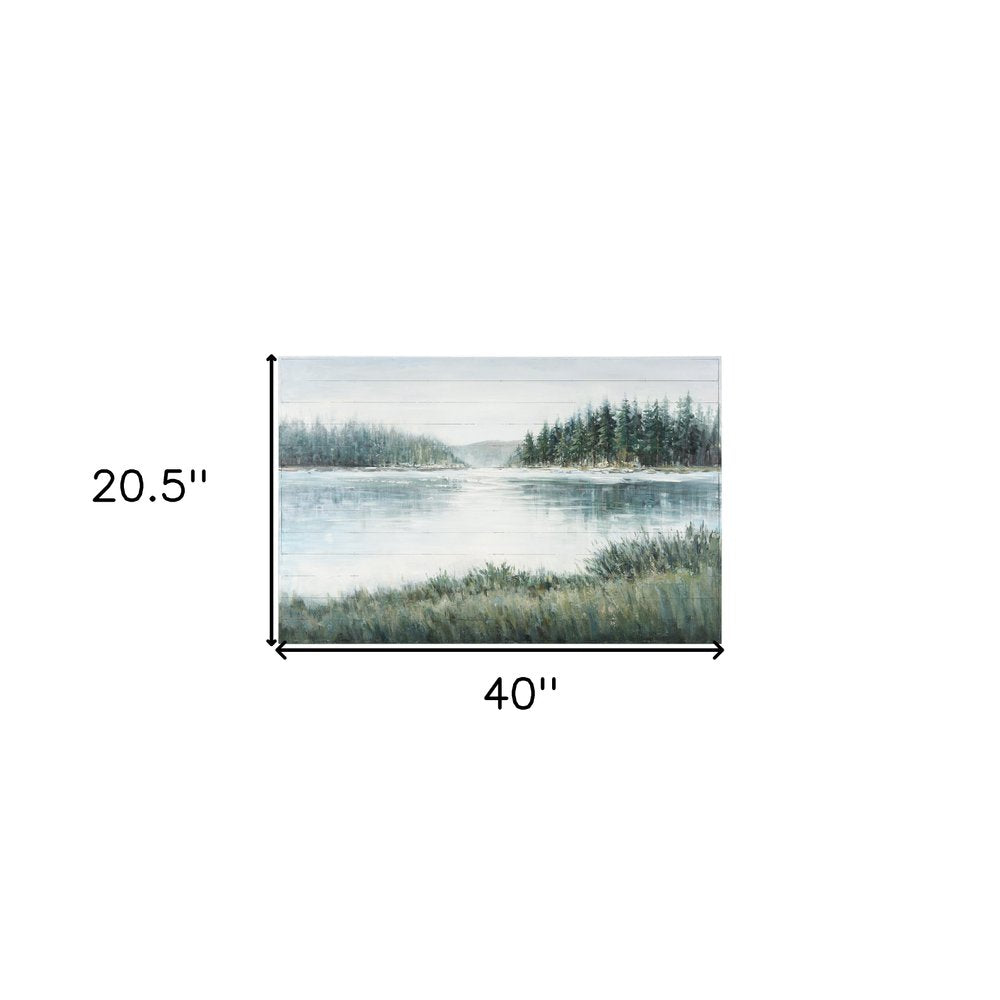 Mere Pond Lake Hand Painted Distressed Unframed Wall Art HomeRoots