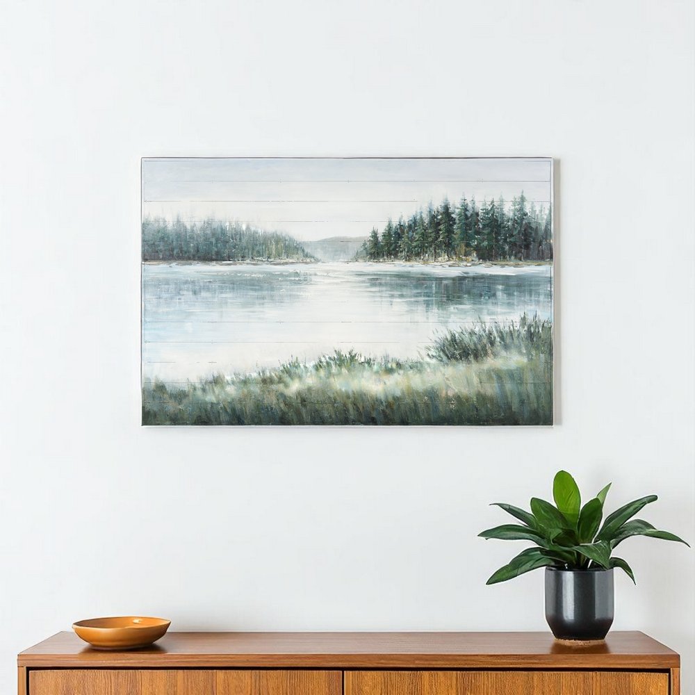 Mere Pond Lake Hand Painted Distressed Unframed Wall Art — view 5