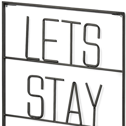Let's Stay Home 16" X 20" Black Let's Stay Home Metal Wall Decor