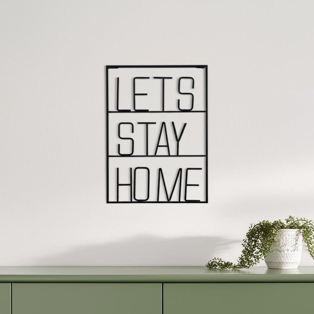 Let's Stay Home 16" X 20" Black Let's Stay Home Metal Wall Decor — view 5