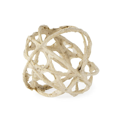 5" Beige Paper Mache And Metal Decorative Orb HomeRoots